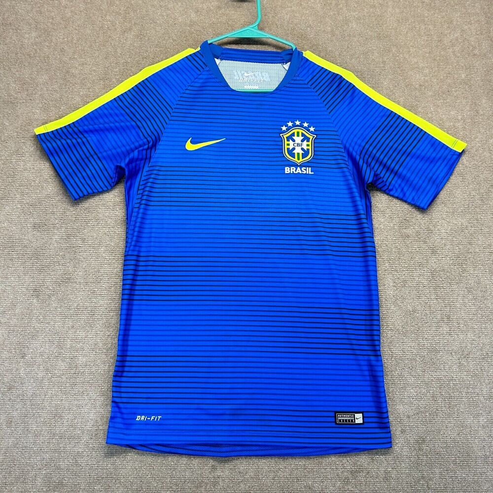 Nike Brasil Flash Pre-Match Jersey Mens Small Blue 2016/17 Soccer Training Shirt